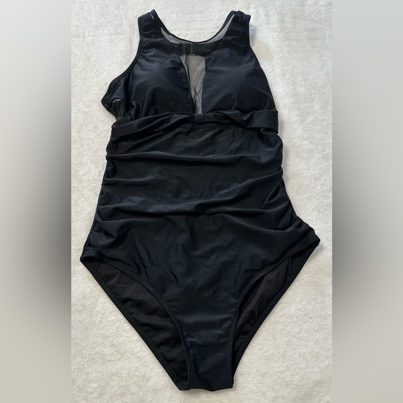 Temp Me Elegant Black One-Piece Swimsuit with Mesh Insert - Picture 8 of 15